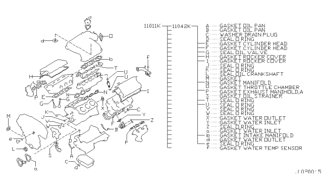 2000 Nissan Maxima Engine Gasket Kit Diagram 2