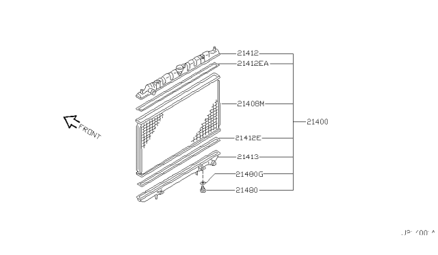 2002 Nissan Maxima Core Assy-Radiator Diagram for 21411-2Y710