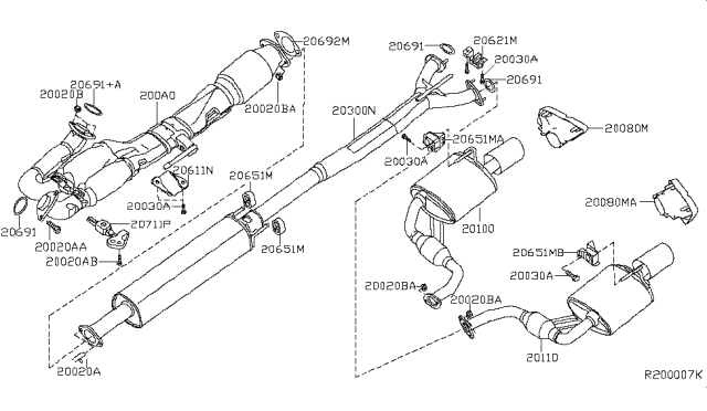 2018 Nissan Maxima Bracket-Exhaust Tube Mounting Diagram for 20711-9N00A