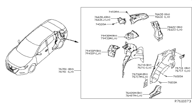 2016 Nissan Maxima Wheel House-LH Diagram for G6701-4RAMA