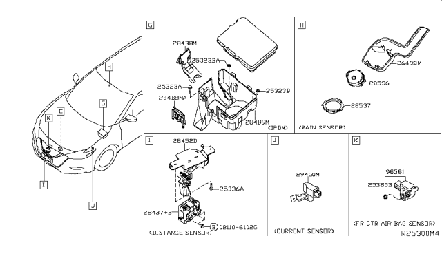 2017 Nissan Maxima Sensor Unit-Distance Diagram for 28438-4RA4A