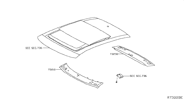 2016 Nissan Maxima Roof Panel & Fitting Diagram 2