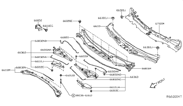 2016 Nissan Maxima Cowl Top & Fitting Diagram