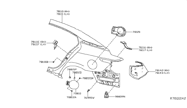 2019 Nissan Maxima Rear Fender & Fitting Diagram