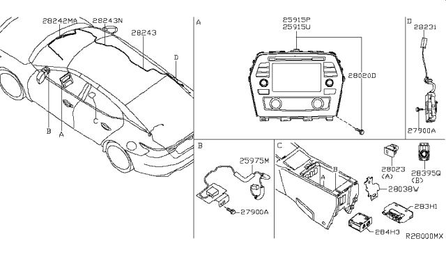 2019 Nissan Maxima Feeder-Antenna Diagram for 28241-4RA0A