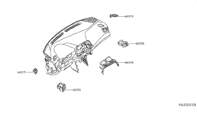 2019 Nissan Maxima Grille-Side Defroster,LH Diagram for 68741-4RA0A