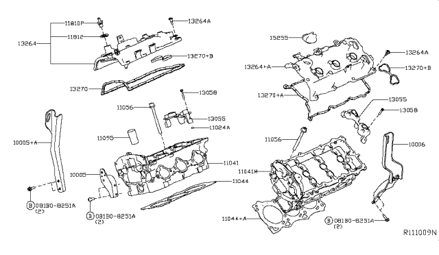 2018 Nissan Maxima Rocker Cover Gasket Diagram for 13270-9PM0A