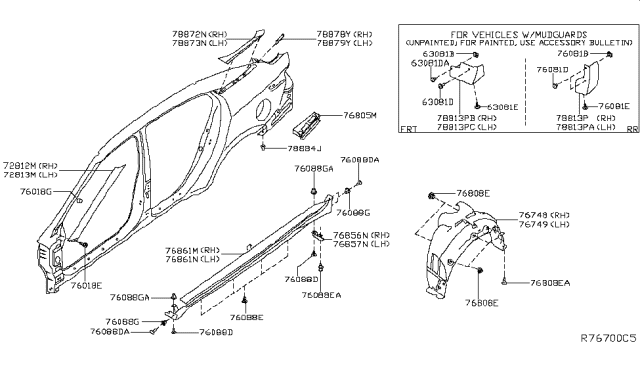 2019 Nissan Maxima Splash Guard-Rear Diagram for T98J2-4RA2H