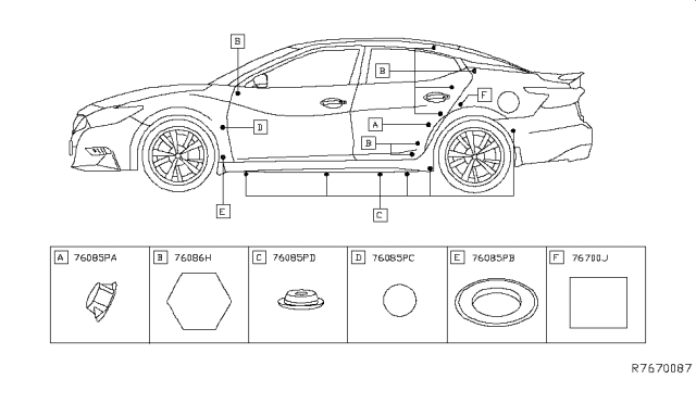 2017 Nissan Maxima Body Side Fitting Diagram 3