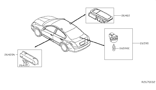 2019 Nissan Maxima Bulb Diagram for 26261-3JA0A