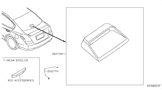 2019 Nissan Maxima Stop Lamp Assembly-High Mounting Diagram for 26590-4RA1A