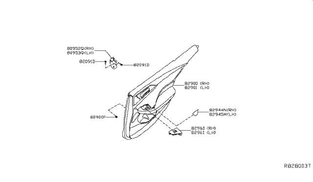 2017 Nissan Maxima Rear Door Trimming Diagram