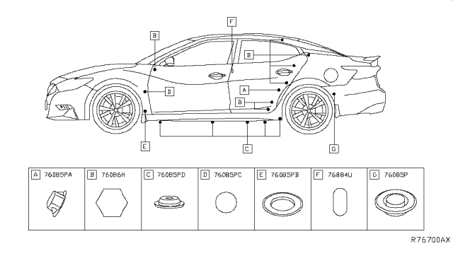 2019 Nissan Maxima Body Side Fitting Diagram 3