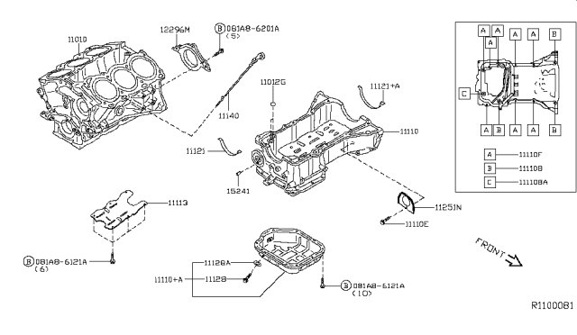 2016 Nissan Maxima Cylinder Block & Oil Pan Diagram 1