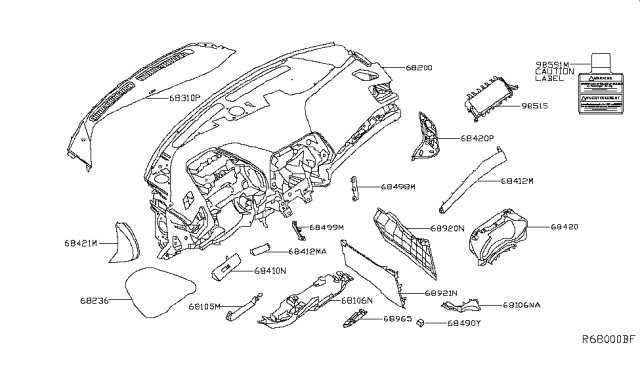 2016 Nissan Maxima Instrument Panel,Pad & Cluster Lid Diagram 2