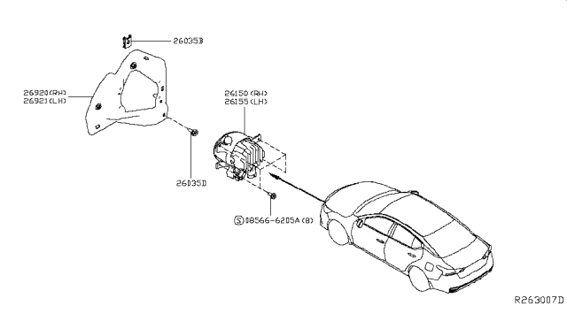 2019 Nissan Maxima Bracket-Fog Lamp,LH Diagram for 26915-9DJ0A