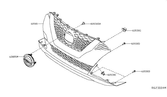 2018 Nissan Maxima Radiator Grille Emblem Diagram for 62890-4RA0B