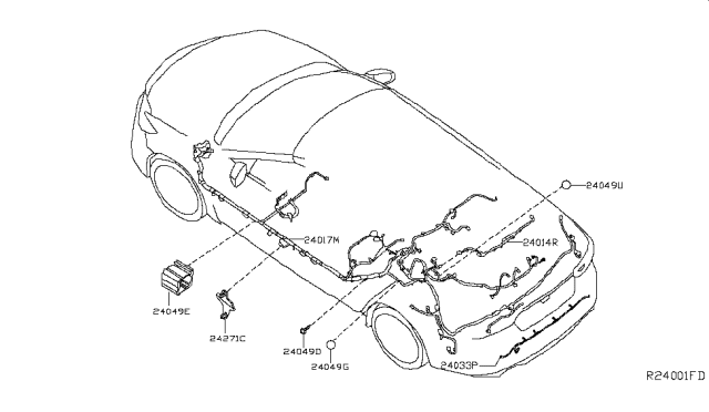 2018 Nissan Maxima Harness-Sub,Rear Bumper Diagram for 24095-4RA0A