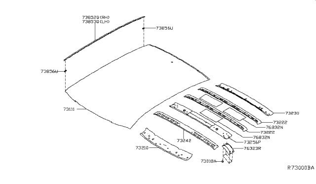 2019 Nissan Maxima Roof Panel & Fitting Diagram 1