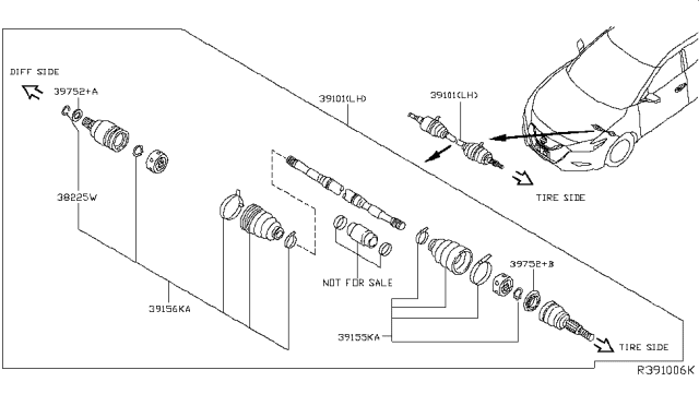 2016 Nissan Maxima Front Drive Shaft (FF) Diagram 2