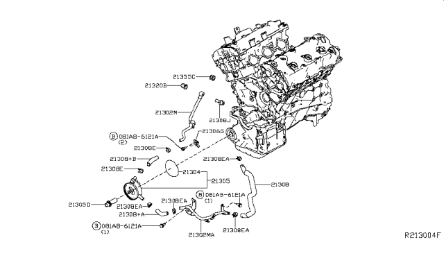 2018 Nissan Maxima Cooler Assembly-Oil Diagram for 21305-9N00A