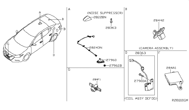 2016 Nissan Maxima Controller Assy-Camera Diagram for 284A1-4RA0A