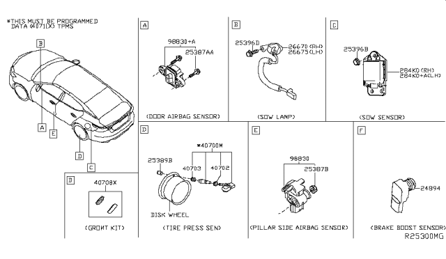 2018 Nissan Maxima Sensor Assembly-SOW Lamp,LH Diagram for 26675-4RA1A