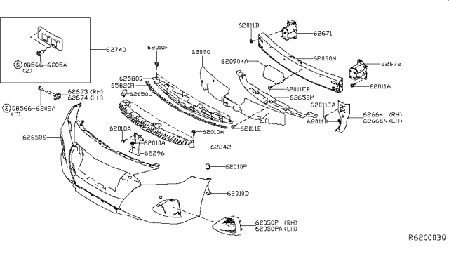 2018 Nissan Maxima Bracket-Licence Plate Diagram for 96210-4RA0A