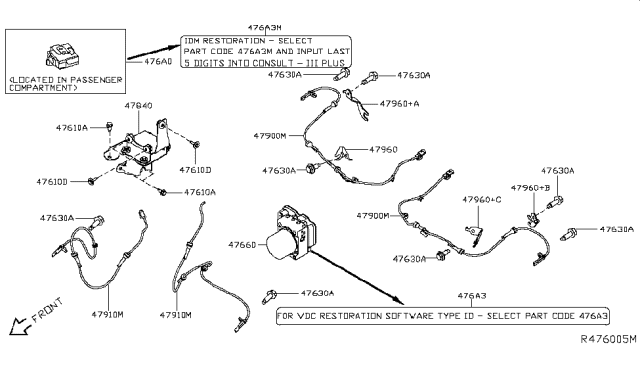 2019 Nissan Maxima Bracket-Antiskid Sensor Diagram for 47960-3TA0C