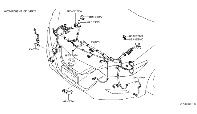 2017 Nissan Maxima Harness-Sub,Fog Lamp Diagram for 24071-4RA0B