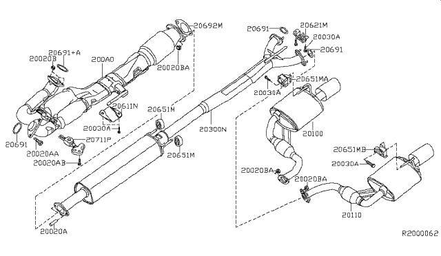 2018 Nissan Maxima Exhaust Tube & Muffler Diagram 1