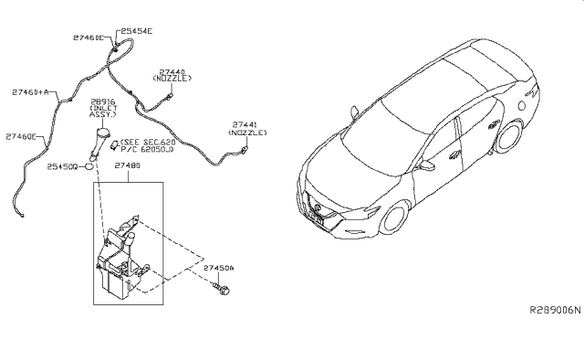 2017 Nissan Maxima Tube-Washer,Windshield Diagram for 28935-4RA0A