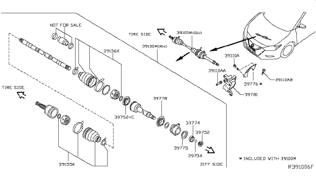 2016 Nissan Maxima Front Drive Shaft (FF) Diagram 1