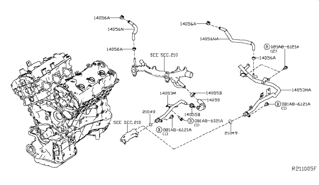 2018 Nissan Maxima Pipe-Water Diagram for 21022-4RA0A