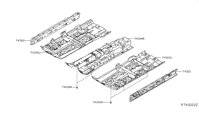 2018 Nissan Maxima Floor-Front,Center Diagram for 74310-9DJ0A