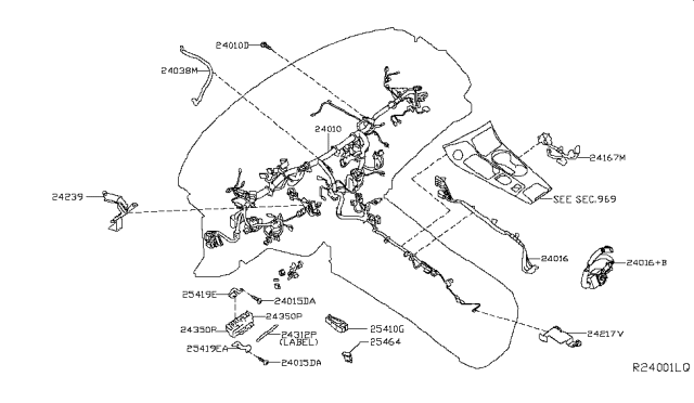 2018 Nissan Maxima Harness-Sub Diagram for 24167-4RA0B