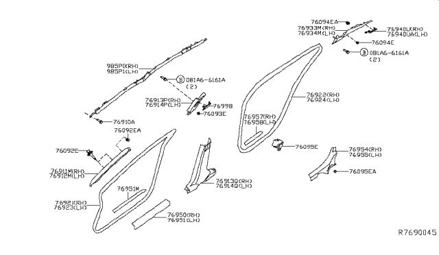 2017 Nissan Maxima Cap-Pillar Diagram for 76988-4RA0A