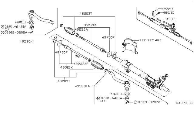 2018 Nissan Maxima Gear & Linkage Assy-Power Steering Diagram for 49001-4RA0A