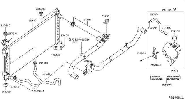 2018 Nissan Maxima Radiator,Shroud & Inverter Cooling Diagram 2