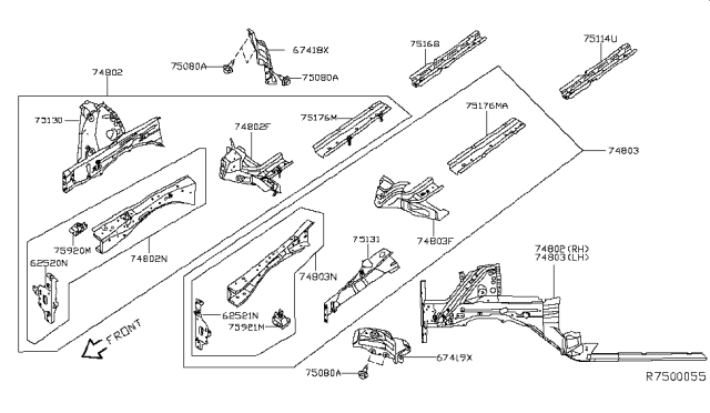 2019 Nissan Maxima Member & Fitting Diagram 1