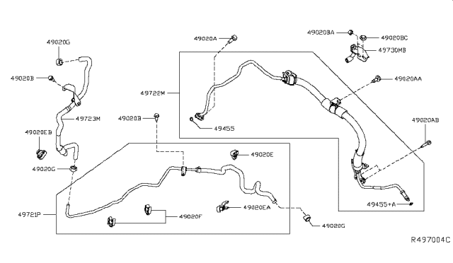 2017 Nissan Maxima Hose & Tube Assy-Power Steering Diagram for 49721-4RA0A