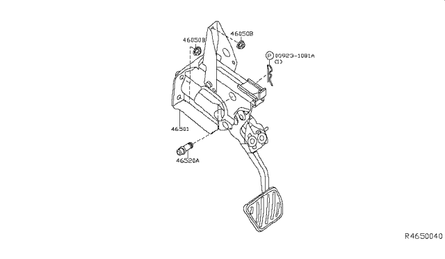 2016 Nissan Maxima Brake & Clutch Pedal Diagram