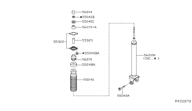 2019 Nissan Maxima Shock Absorber Kit-Rear Diagram for E6210-4RA2B