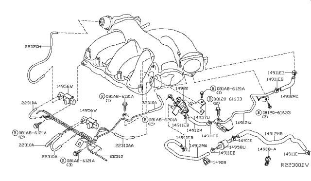 2018 Nissan Maxima Hose-EVAPO Control Diagram for 14912-9DE2A