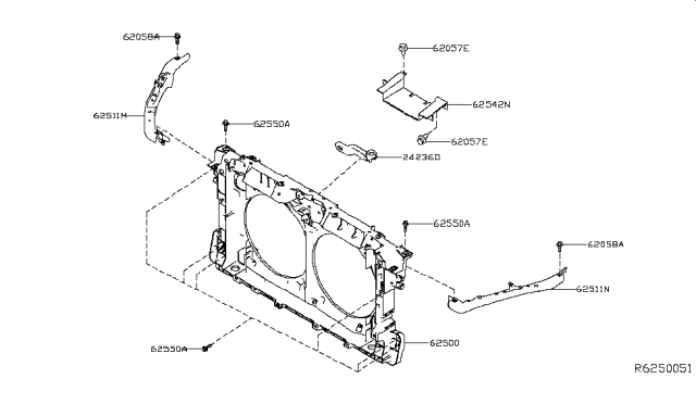 2016 Nissan Maxima Splash Guard-Air Duct Diagram for 62542-3TA0C