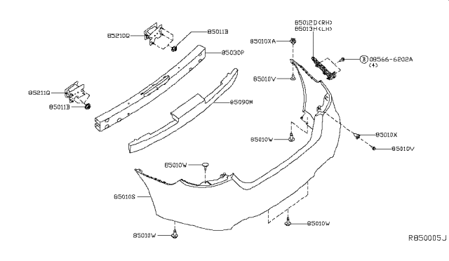 2016 Nissan Maxima Rear Bumper Diagram