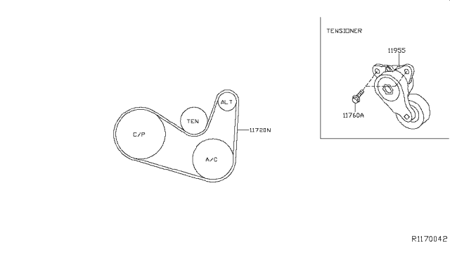 2019 Nissan Maxima Fan,Compressor & Power Steering Belt Diagram