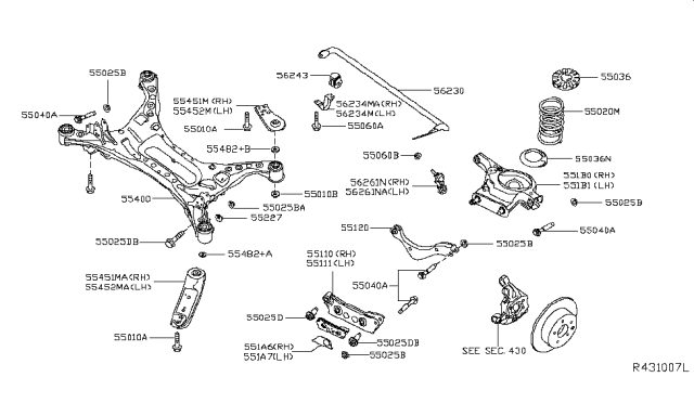 2017 Nissan Maxima Protector-Rear Suspension Link,LH LH Diagram for 551A7-3TA0A