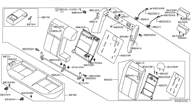 2018 Nissan Maxima Bush Rear Seat Diagram for 88604-9N01A