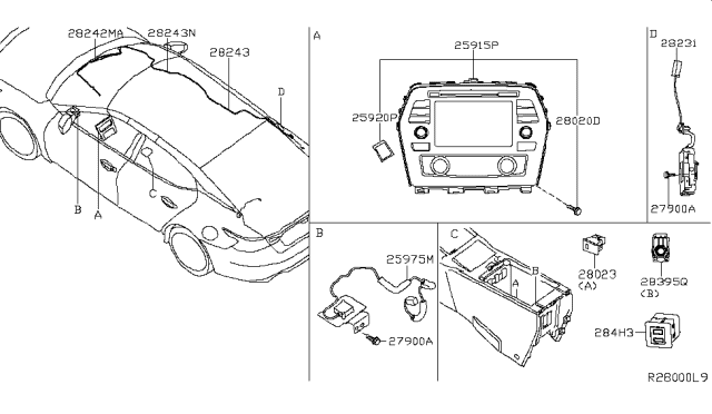 2017 Nissan Maxima Sd Card: Map Diagram for 25920-9DD0E